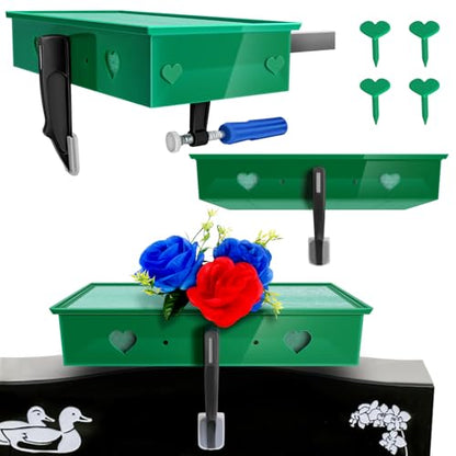 2 Pack Headstone Flower Saddle, Adjustable Cemetery Floral Holder for 3"-8" Graves, Wind-Resistant&Non-Slip Grip Tombstone Saddle, DIY Memorial Decorations (2 Set 5" to 8")