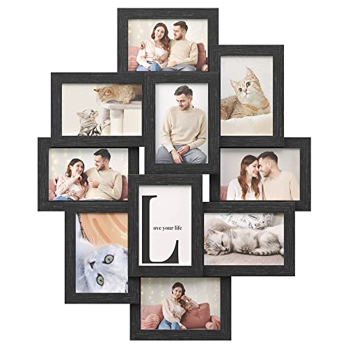 SONGMICS Collage Picture Frames for Wall Decor, 10-Pack 4 x 6, Glass Front - color: Ink Black, size: 10 Pack