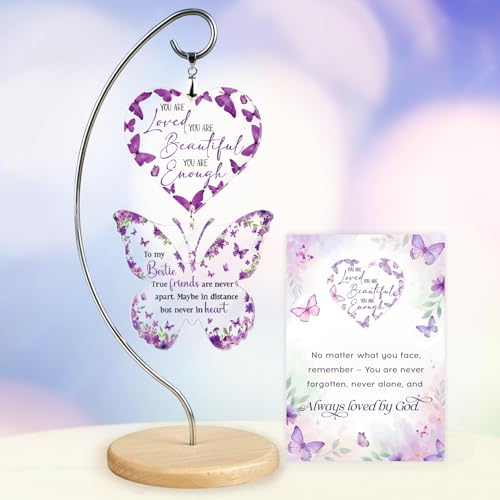 Purple Butterfly Decor for Best Friend Bestie Women | Birthday Gifts for Best Friend Woman, Friends Ornaments For Women, Mean Girl Ornament, Purple Butterfly Friendship Gifts - color: 17 - Bestie Butterfly
