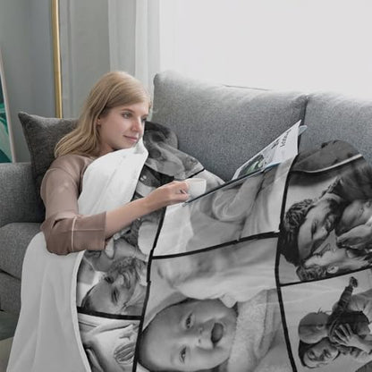 XINLING Custom Memorial Blanket with Pictures for Loss of Loved One Personalized Photo Blanket Customized Sympathy Gifts in Memory of Mom Dad Grandma Grandpa(8 Photos) - color: 8 Photos