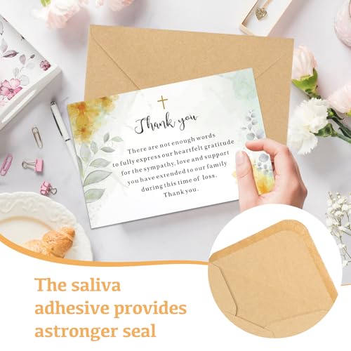 50 Set Funeral Thank You Cards with Envelopes and Matching Seal Stickers,Thank You Sympathy Cards with Message,Bereavement Sympathy for Funeral Family Friends Loved Ones（flowers） - style: Flower