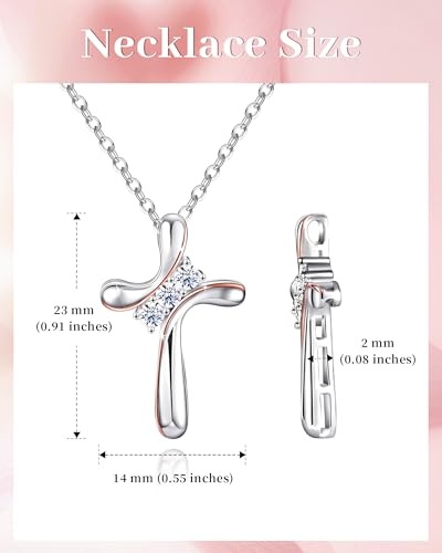 ACECHA Silver Cross Necklace for Women, Cubic Zirconia Pendant - color: CZ Cross 00