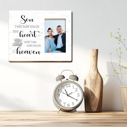 I Will Hold You in My Heart Wood Picture Frame,Memory Gifts for Loss of Son,Memorial Gift for Loss of Son,Sympathy Gifts Bereavement Gift - style: Son-2