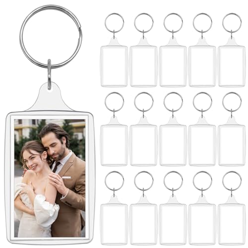 15/20 Pack Acrylic Photo Frame Keychain, Personalized Customizable Keychains, Clear Picture Keychain as Gift - color: 2"x 3"（15pack)