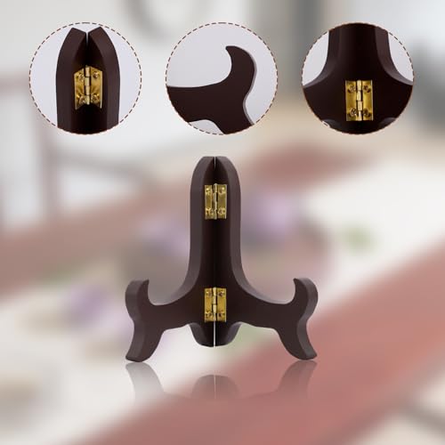 Penitue 2pcs 4 Inch Wooden Display Stands, Small Tiny Mini Miniature Folding Easel Plate Holders Decorative Picture Frame Display Stand for Books Dishes Photos Certificates Plaque Home & Office Decor