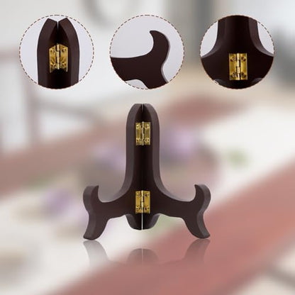 Penitue 2pcs 4 Inch Wooden Display Stands, Small Tiny Mini Miniature Folding Easel Plate Holders Decorative Picture Frame Display Stand for Books Dishes Photos Certificates Plaque Home & Office Decor
