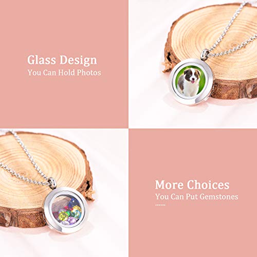 EVERLEAD Locket Necklace, DIY Floating Round Locket Pendant, Living Floating Memory Necklace for Women Friendship Necklace Memory Nostalgic - style: 30mm screw