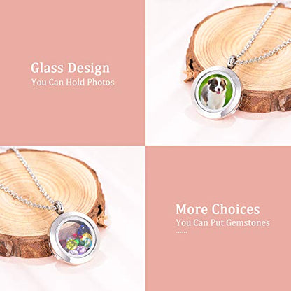 EVERLEAD Locket Necklace, DIY Floating Round Locket Pendant, Living Floating Memory Necklace for Women Friendship Necklace Memory Nostalgic - style: 30mm screw