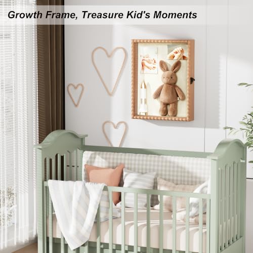 Love-KANKEI Deep Shadow Box 11x14,Solid Wood Beaded Edge Frame,Natural - color: Natural, size: 11x14