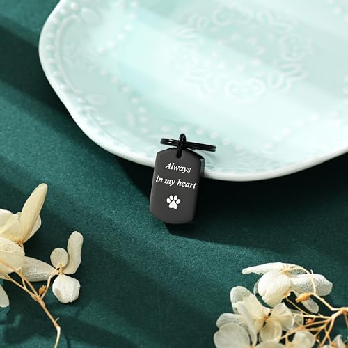 Pet Paw Cremation Jewelry Urn Keychain for Ashes for Women Men Memorial Keepsake Keychain - color: Black