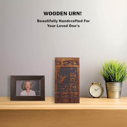 ZIYA Handmade Wooden Keepsake Sharing Cremation Urns for Human Ashes Adult Female Male – Hummingbird Small Decorative Funeral Burial Adult Mini Urn for Women Men Ashes Box for Mom Dad Up to 20 lbs - size: Small (Keepsake)