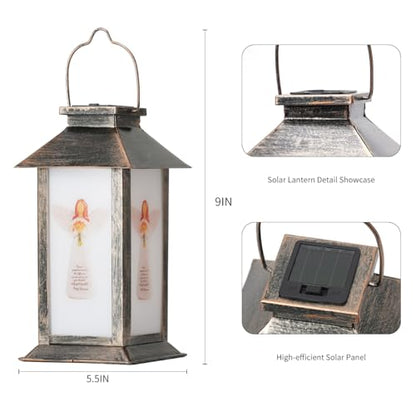Outdoor Hanging Solar Lights Iron Angel Pattern Landscape Lights Waterproof Design Perfect for Porch, Garden, Courtyard, and Patio Decor Birthday Gifts for Women Mom and Grandma - style: Angel