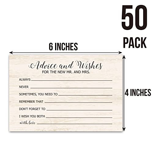 Advice and Wishes Cards for the New Mr and Mrs, Bride & Groom, Newlyweds, Wedding Advice Cards Perfect for Bridal Shower or Wedding, Wedding Guest Book Alternative, Pack of 50 4x6 Inch