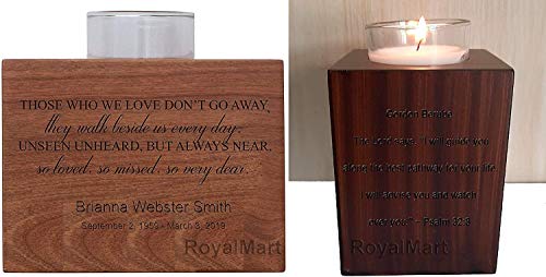 Personalized Memorial Sympathy Votive Funeral Candle Holder Cherry Wood Keepsake Gift Ideas for Loved One (4" Tall One Candle Holder) - size: 4" Tall One Candle Holder