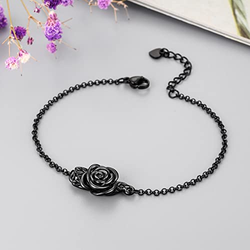 XIUDA Urn Bracelet for Ashes Rose Cremation Bracelet Ashes Holder Bangle Link Chain Ashes Bracelet for Women - style: Black