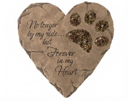 Carson Pet Memorial Garden Stepping Stone Heart Paw Print, 9.5 Inch - color: Brown