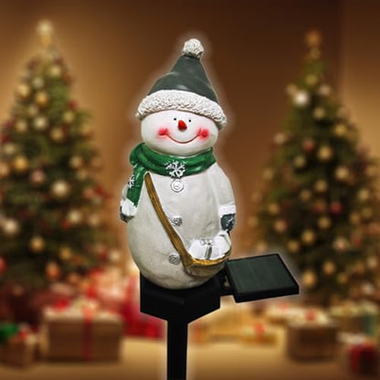 QH & Garden Resin Snowman Solar Lights Outdoor Waterproof | Christmas Garden Stake Lights, Outdoor Christmas Decorations, Snowman Stake Landscape Lamp, Patio Yard - style: Snowman