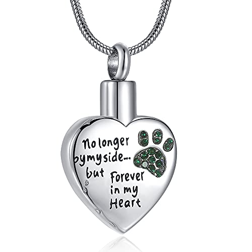 Cremation Jewelry for Ashes for Dog Cat Waterproof Pet Memorial Urn Pendant Necklace for Ashes - color: Jaden Green
