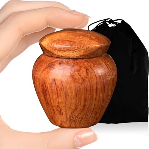 Small Urns for Human Ashes Keepsake, Wooden Mini Cremation Urn for Pet Adult,Hold Up to 6.1 Cubic Inches with Velvet Bag - size: Woodurn-1