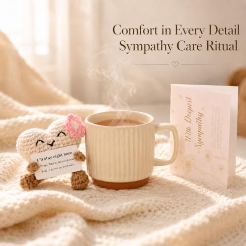 11Pcs Sympathy Gift Baskets for Women, Bereavement Grief Condolence Care Package for Loss of Loved One Hug in a Box with Emotional Support Crochet Doll, Thinking of You Gifts for Grieving Friends