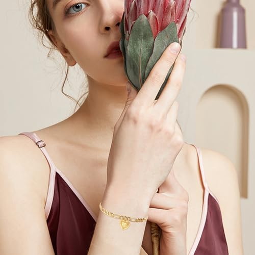TUGHRA Gold Locket Bracelet for Women, 925 Sterling Silver Heart Photo Bracelet Lockets Memorial Keepsake Jewelry Gift for Mom, Wife, Daughter Mother's Day Birthday - style: C-Mother and Daughter
