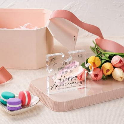 Happy Anniversary Puzzle Piece Gift for Wife Husband - Aniversario Decor