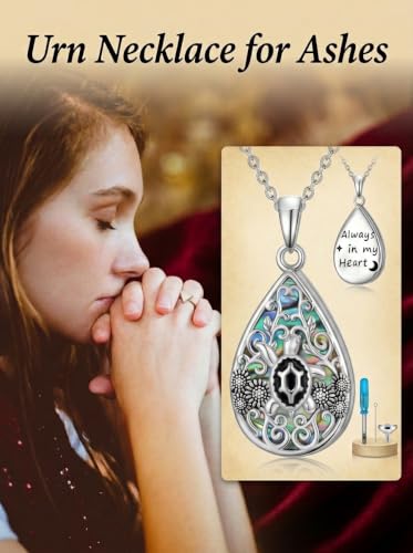 WINNICACA Urn Necklaces for Ashes 925 Sterling Silver Butterfly Hummingbird Dragonfly Teardrop Ash Necklace Cremation Jewelry Urn Pendants for Women Memorial Gifts for Birthday Christmas Funeral - style: 5-Turtle Urn Necklace