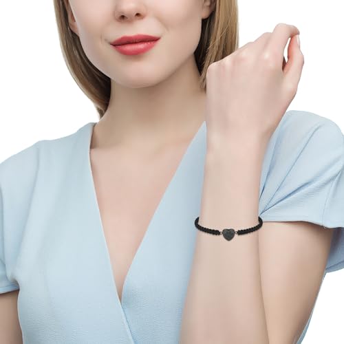 Cremation Bracelet for Pets Ashes Cat Dog Heart Paw Print Pendant Bangle Stainless Steel Memorial Urn Bracelet Cremation Jewelry - color: Black