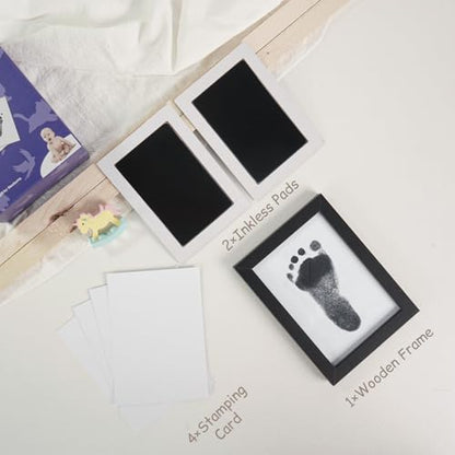 2 Park Baby Footprint Kit with 1 Wooden Frame, No Mess Inkless Hand and Footprint Kit, Clean-Touch Ink Pads for Fingerprint Stamps, Paw Print Kit for Dogs Cats, Baby Shower Gifts Keepsake for New Mom - size: M-2park
