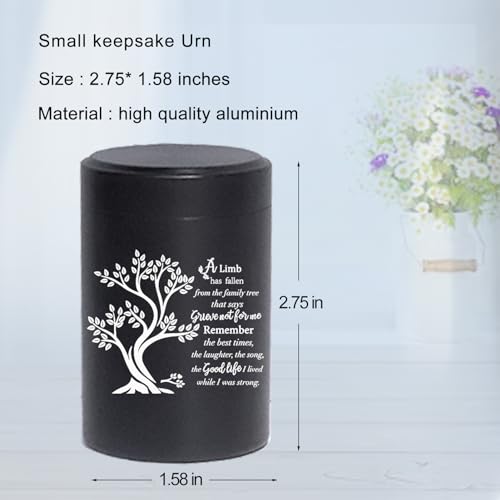 Small Black Aluminum Urns Set of 6 Mini Urns for Ashes with Tree of Life Pattern and Secure Screw Lid - size: Tree of Life - Black