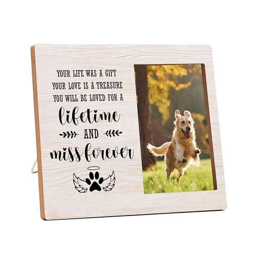 Dog Memorial Picture Frame - In Loving Memory Wood Photo Frame, Sympathy & Bereavement Gifts for Loss of Dog - Pet Remembrance Frame - style: Dog Memorial 7