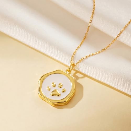 18K Gold Cross Locket Necklace for Women Holds Photo Necklace with Personalized Picture Necklaces Pendant 18 Inch Birthday Mother's Day for Women - color: Paw Locket Necklace