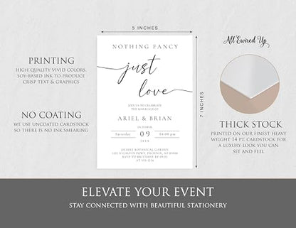All Ewired Up Wedding Invitations and Envelopes, Nothing Fancy, Just Love, Photo Personalized Large 5X7, Minimalist, Elopement Reception Invite, Modern Reception