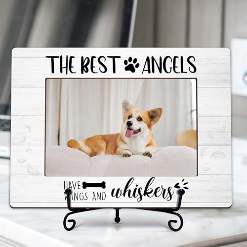 Dog Memorial Gifts for Loss of Dogs, Dog Memorial Wooden Picture Frame 4x6, Dogs Sympathy Gift, Pets Pass Away Remembrance Keepsake for Tabletop Display - I02 - color: Grey Loss of Dogs