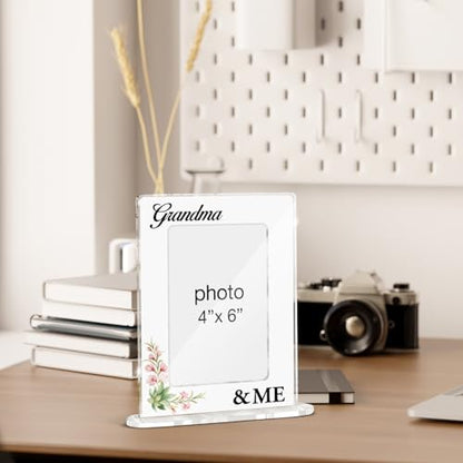 Grandma Gifts Picture Frame, Gifts for Nana Granny Birthday Christmas, Grandma & Me Acrylic Picture Frames 4 x 6 Inch Photo - color: H-Grandma & Me