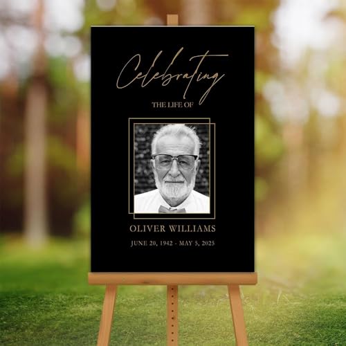 Personalized Funeral Photo Welcome Sign – In Loving Memory Yard Poster – Customizable Picture & Text - color: Version 20