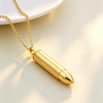 SIYUU Bullet Cremation Jewelry for Ashes Vial Deer Engraved Urn Necklace Stainless Steel Ash Container Keepsake Pendant Memorial Jewelry for Men Women - color: Customize