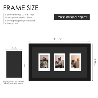DUENPY 5.6x10 Polaroid 3 Opening Mini Frame Black - color: Black, size: 5.6x10（2x3 opening）