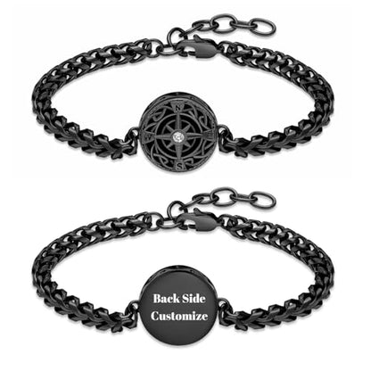 constantlife Compass Urn Bracelet for Ashes Stainless Steel Adjustable Link Bangle Cremation Keepsake Loved Ones Memorial Jewelry for Women Men - color: Customize