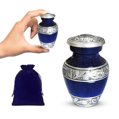 Brass Small Keepsake Cremation Urns for Human Ashes Adult with Velvet Bag - color: Purple, size: 1 Pcs Small