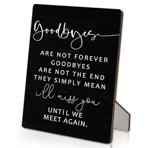 in Loving Memory Sign 5"X7", Memorial Goodbyes are Not Forever Wooden Stand Sign, Memorial Decorations for Loss of Loved One, Funeral Table Decorations (Black, 5x7 Inch) - color: Black, size: 5"X7"