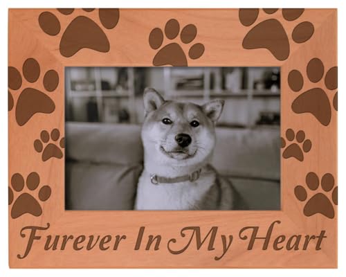 Gifts For All Furever in Heart Paw Prints Wood Frame - Landscape 4x6 - color: Heart, size: 4x6 Photo - Landscape
