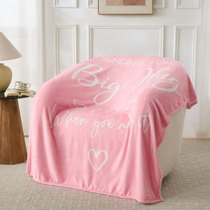 Thinking of You Gifts for Women Men – Get Well Blanket 50x60 Inch, Pink Flannel Comfort Hug Blanket, Sympathy Throw for After Surgery, Chemo, Illness, Recovery - color: Get Well-pink