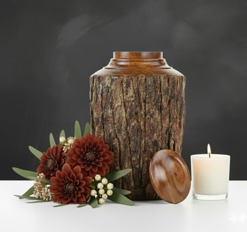 Medium Cremation Urn for Adult Ashes – 15 cu in – Rustic Rosewood Bark Wooden Memorial Urn – Handcrafted Funeral Jar for Human Ashes(Keepsake) - size: keepsake(15cu/in)