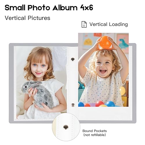 Ruibytree 2 Pack Small Photo Albums 4x6 Pictures, 104 Photos Total, Grey - color: Grey