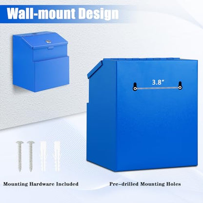 KYODOLED Suggestion Box with Slot and Lock, 50 Suggestion Cards, Blue - color: Blue, size: 8 x 5.7 x 7 Inch