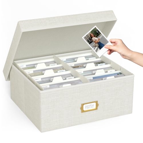 Decorative Photo Storage Box, Linen Photo Box Holds 1700 4x6 Pictures Beige - color: Beige, size: 4x6 (1 Pack)