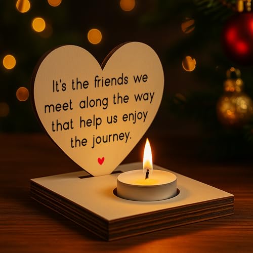 Heart Shaped Wooden Tealight Candle Holderwith Inspirational Quotes, Memorial Friends Appreciation Gifts, Rustic Wooden Candle Holder for Birthday, Christmas, Farewell SLZ22 - color: Daughter