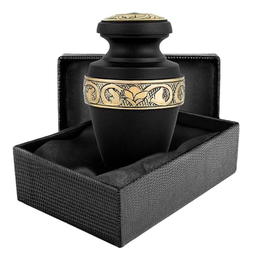 Trupoint Memorials Cremation Urns for Human Ashes, Funeral Memorial Urn for Male and Female, Decorative Burial Grecian Urn Collection for Adult Men & Women - Black and Gold, 1 Keepsake - color: Black, size: Keepsake