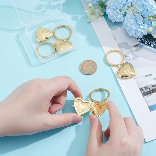 UNICRAFTALE 4Pcs Locket Keychain Personalized Memory Locket Key Chain with Photo Custom Pictures Photo Keychain for Gift - color: Gold, style: Heart